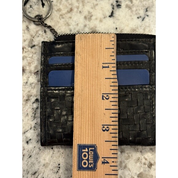 Vilenca Holland Black Woven Leather Zip Around Wallet Keyring Boho Basket NEW - Picture 4 of 5
